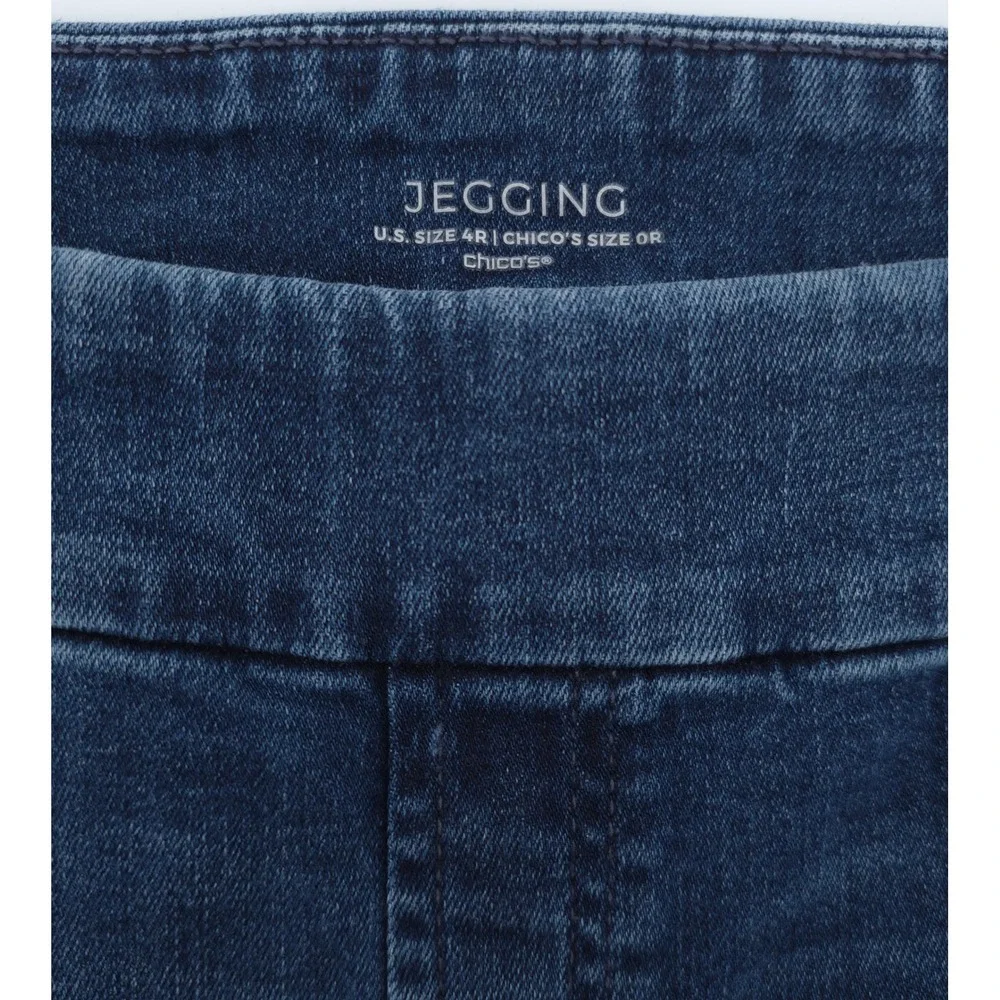 Chico's Women Jegging 0R (US 4R) Indigo Blue‎ Pull On Stretch Denim Skinny Jeans